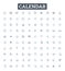 Calendar vector line icons set. Diary, Schedule, Datebook, Timeline, Booklet, Record, Register illustration outline