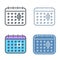 The calendar vector outline icon set. Time reminder line symbols