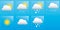 Calendar weather forecast for the week, icons and badges