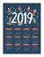 Calendar year 2019. Vector illustration. A set of characters engaged in winter sports and recreation.