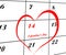 Calender page with a detail of the valentine