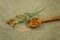 Calendula. Dried herbs. Herbal medicine, phytotherapy medicinal