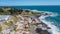 Caleta Pellines, Constitucion, Maule. CHILE Aerial view from drone horizontal photo of the sea, Side