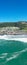 Caleta Pellines, Constitucion, Maule. CHILE Aerial view from drone vertical photo, sea and fishermen