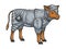 Calf bull in knight armor sketch engraving vector