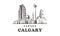 Calgary sketch skyline. Canada, Calgary hand drawn vector illustration