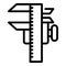 Calibrated caliper icon, outline style