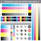 Calibration printing crop marks. CMYK color test vector document