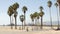 California beach aesthetic, people ride cycles on a bicycle path. Blurred, defocused background. Amusement park on pier