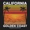 California beach golden coast retro vector illustration