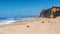 California beaches near Los Angeles city with a clear blue sky and yellow sand on the coast