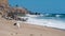 California beaches near Los Angeles city with a clear blue sky and yellow sand on the coast