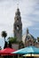 California bell tower and dome at the entrance of Balboa park