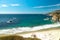 California coastline along US one. Rocky shores, beach and blue waters