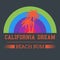 california dream typography, t-shirt graphics. vector illustration
