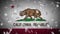 California flag falling snow, New Year and Christmas background, loop