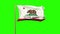 California flag waving in the wind. Green screen