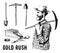 California gold rush vector hand drawn set with miner and tools