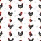 California Grey Chicken breeds seamless pattern. Poultry and farm animals. Different colors set