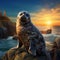 California harbor seal on rock big sur california