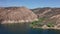 California Landscape: beautiful footage of Castaic lake near Los Angeles on a beautiful sunny day, 4k aerial footage.