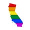 California LGBT flag map. Vector illustration