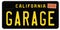 California License Plate Black Retro Garage