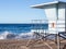 California lifeguard post on sandy beach