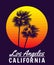 California Los Angeles sunset print t-shirt design. Poster retro palm tree silhouettes