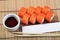 California Maki Sushi set on sushi mat