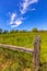 California meadow ranch in a blue sky spring day