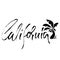 California. Modern dry brush lettering. Retro typography print. Vector handwritten inscription. Palm tree icon. USA