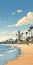 California Plein Air: A Stunning 32k Uhd Illustration Of Beach And Buildings