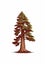 California Plein Air Style Pine Tree Vector Illustration