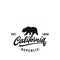 California Republic vintage hand drawn emblem bear with sunburst.