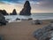 California rocky coast around sunrise