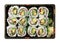 California rolls sushi tray isolated on white