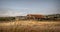 California rural landscape. Fields and Old Wooden Barn