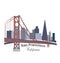 California skyline buildings logo