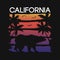 California slogan for t-shirt typography with bear and palm trees silhouettes. Graphics for tee shirt design. Vector.