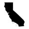 California, state of USA - solid black silhouette map of country area. Simple flat vector illustration
