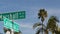 California street road sign on crossroad. Lettering on intersection signpost, symbol of summertime travel and vacations