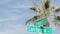 California street road sign on crossroad. Lettering on intersection signpost, symbol of summertime travel and vacations. USA