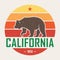California t-shirt with grizzly bear. T-shirt graphics, design, print, typography, label, badge.