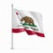 California US state flag on flagpole waving in wind