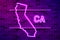 California US state glowing purple neon lamp sign