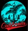 California - vector illustration concept in vintage graphic sty