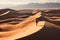 Californias Death Valley Mesquite Flat Sand Dunes with lone walker