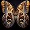 Caligo eurilochus butterfly isolated on black background. Insects in nature. AI generated