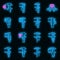 Calipers icons set vector neon